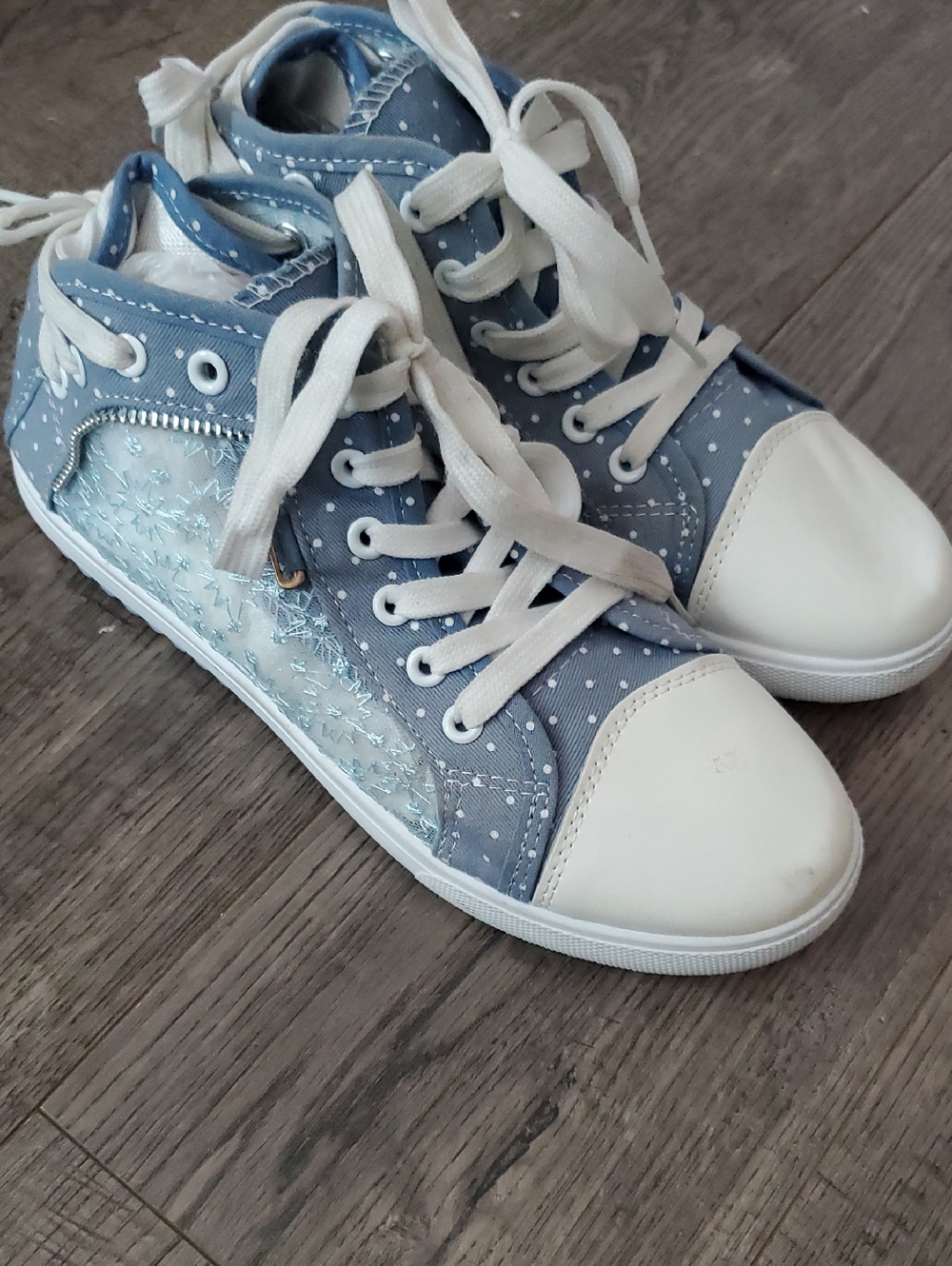 Women’s Light Blue High-Top Sneakers with White Accents
